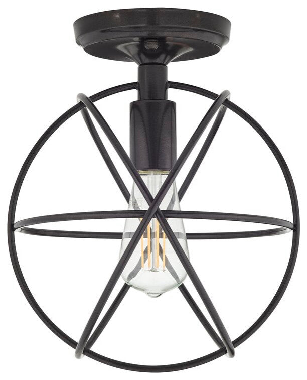 JL Styles Inc Black Single Light Globe Flush Mount