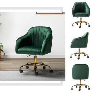 Swivel Rolling Task Chair With Tufted Back, Green