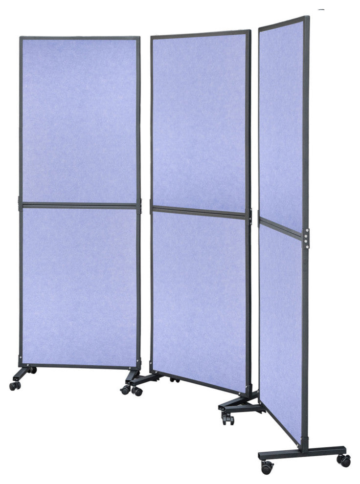 Acoustic Room Divider 72"x66" Office Partition 3 Panels, Blue