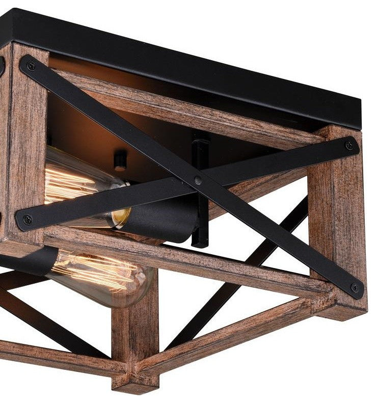 Colton 12" Flush Mount Ceiling Light Rustic Oak and Noble Bronze