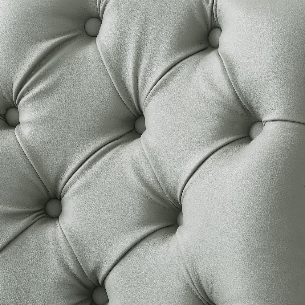 Naomi Acrylic Leg Dining Chair, Armless, Set of 2, Gray, Leather PU