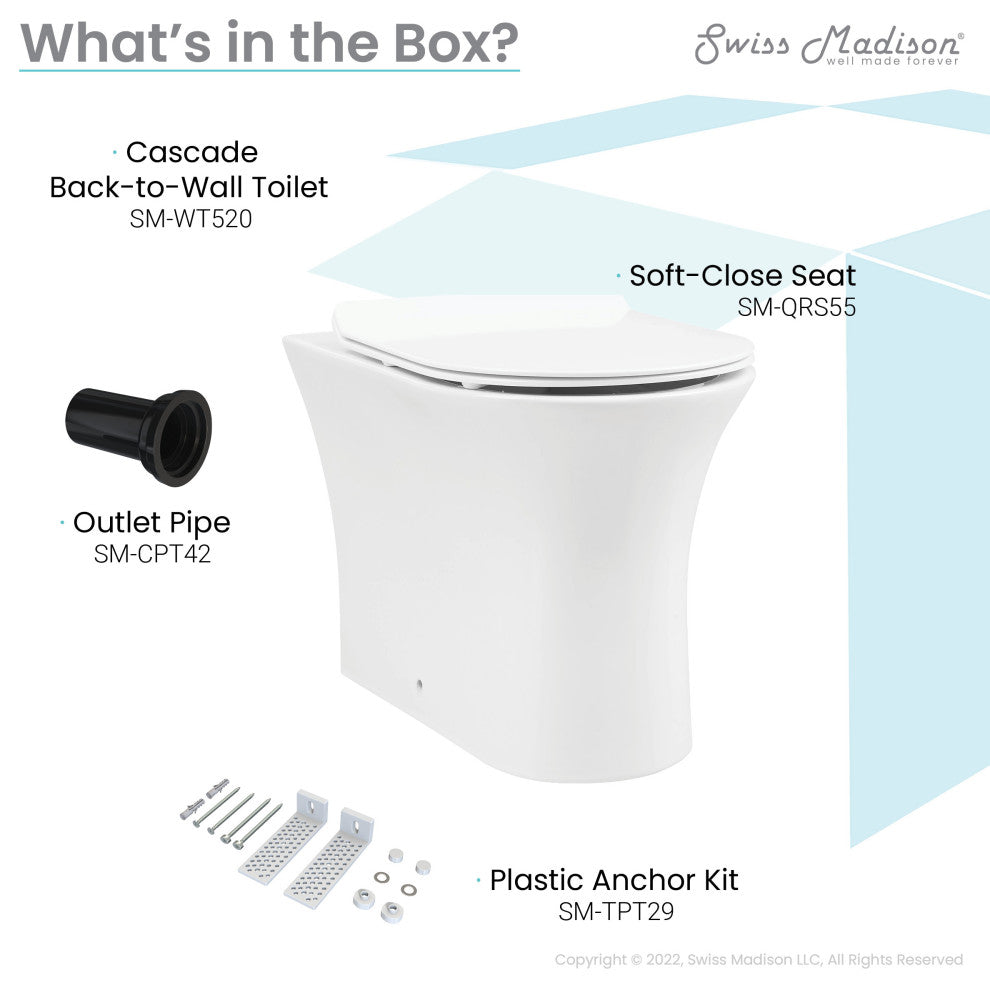 Cascade Back-to-Wall Elongated Toilet Bowl
