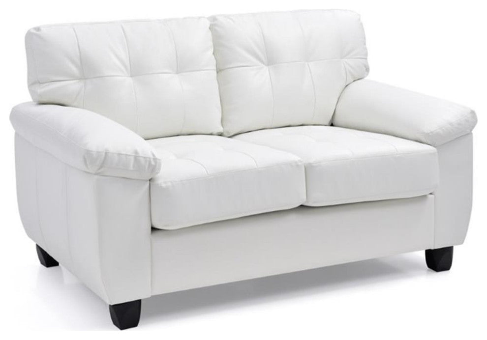 Glory Furniture Gallant Faux Leather Loveseat in White