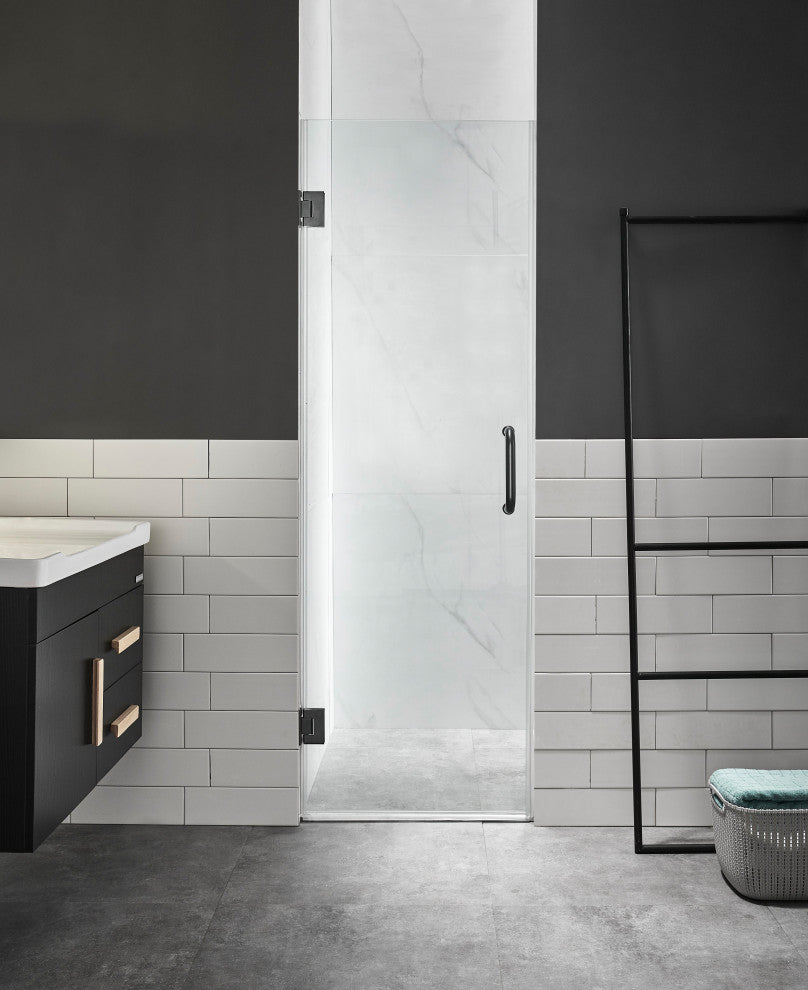 Passion Series 30 in. W x 72 in. H Frameless Hinged Shower Door in Matte Black