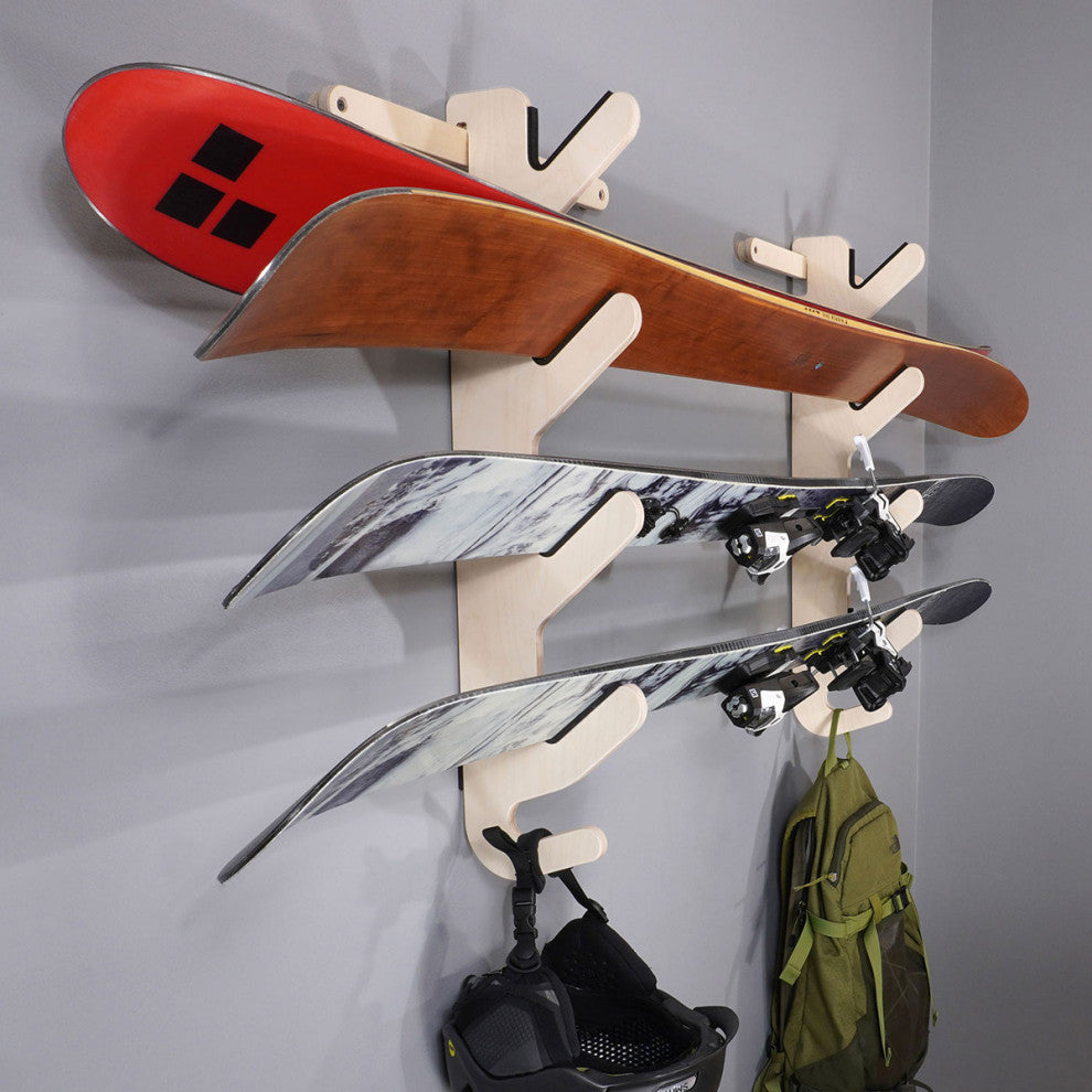 Ski Rack - The Hallsteiner Series Horizontal Ski Wall Mount, Birch, Pro