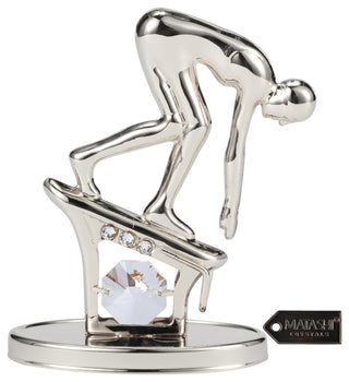 Matashi Silver Plated Surfer Figurine Embellished With Crystals, Surfing Gift