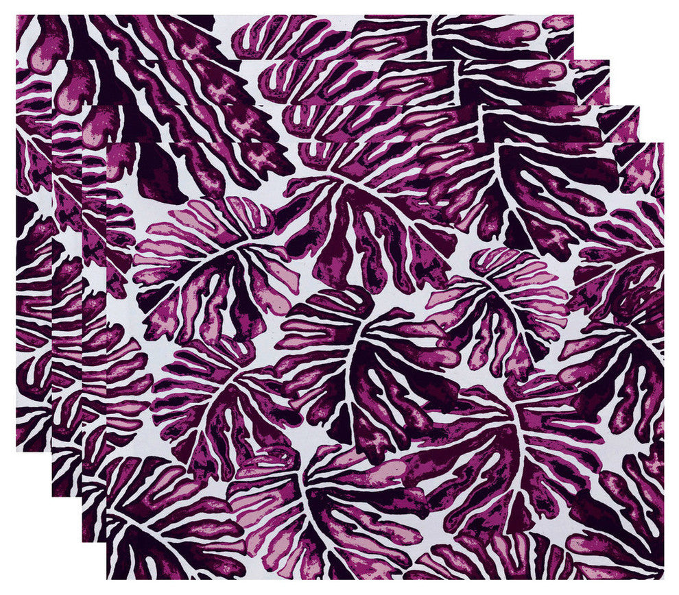 Palm Leaves, Floral Print Placemat, Purple