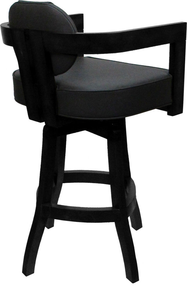 Swivel Wood Bar Stool Kadir Plus on S-Base, Gray Vinyl - Black, 26"