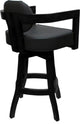 Swivel Wood Bar Stool Kadir Plus on S-Base, Gray Vinyl - Black, 26"