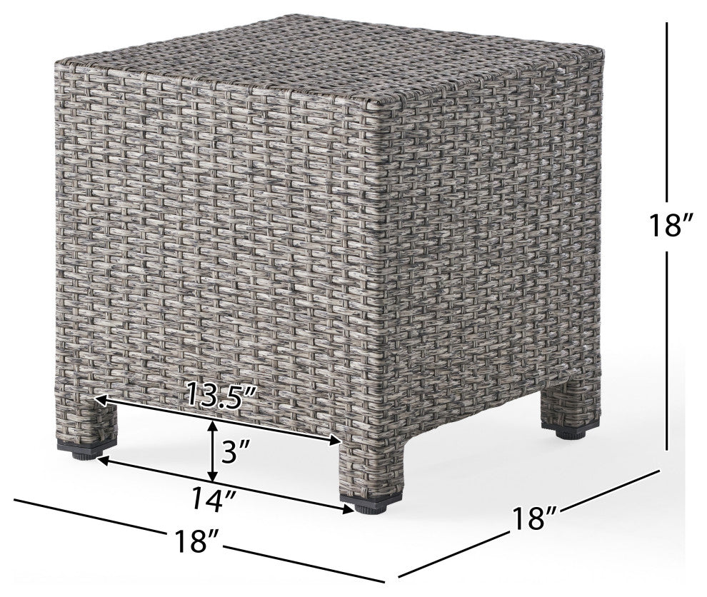 GDF Studio Pueblo Outdoor Mixed Black Wicker Side Table