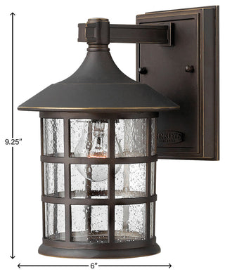 Freeport Small Outdoor Wall Sconce, Oil Rubbed Bronze With Clear Seedy Glass