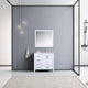 Jacques 36" White Single Sink Vanity with Quartz Top - Right Version, With Mirro
