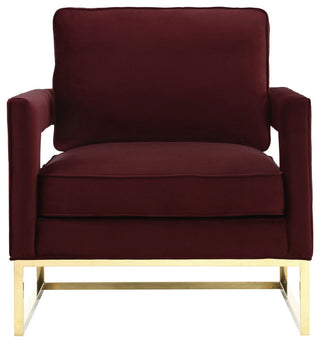 TOV Furniture Avery Maroon Velvet Chair With Polished Gold Base