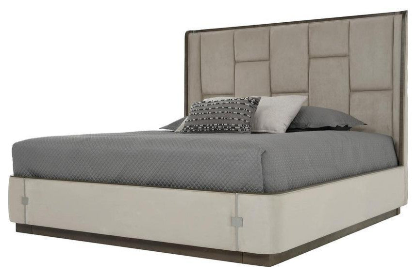 Aico Roxbury Park 5 PC Queen Multi-Panel Platform Bed Set in Slate w 2 NTD