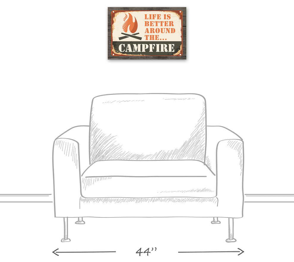 Life is Better Around the Campfire 12"x18" Print on Canvas