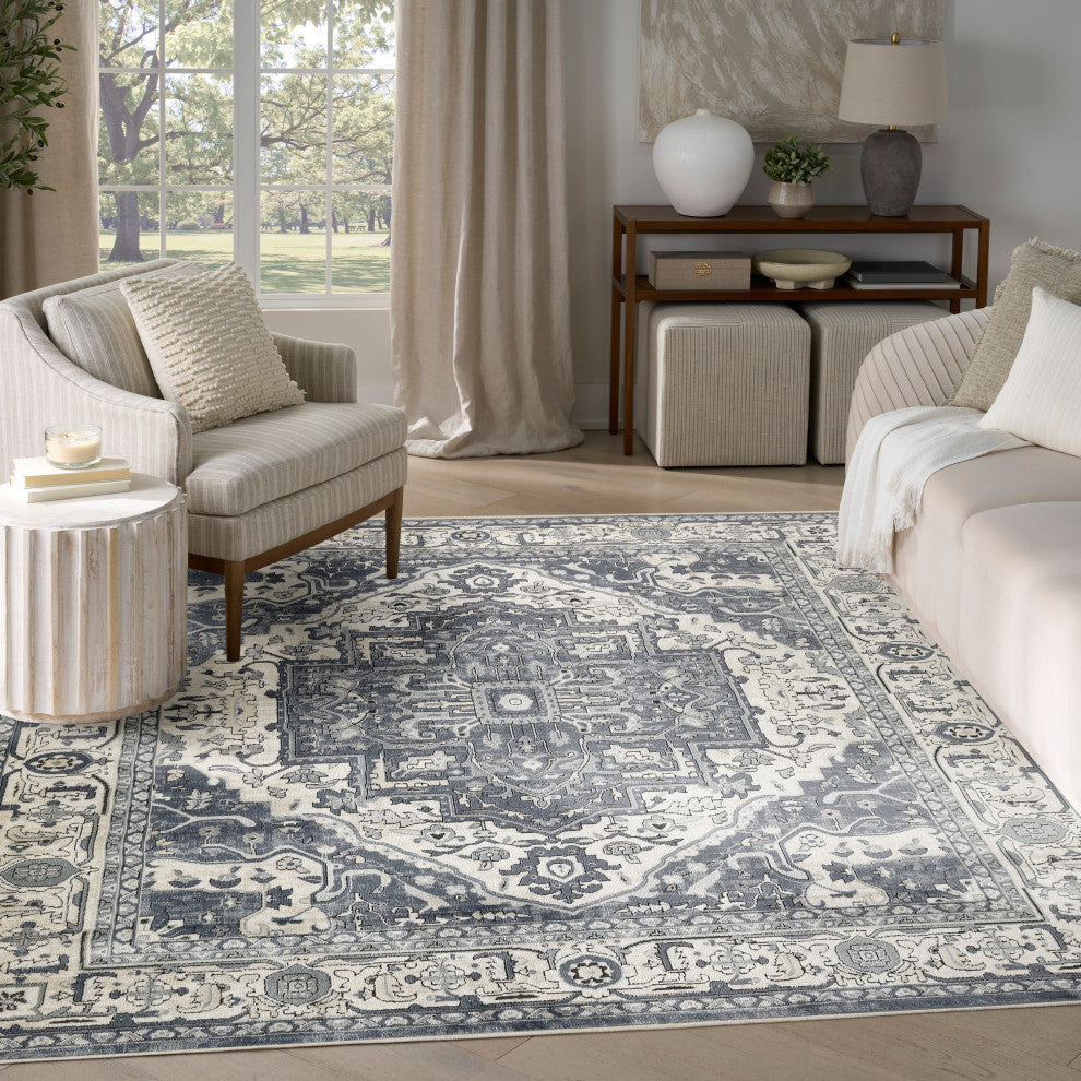 Nourison Quarry 7'10" x 9'10" Navy Ivory Vintage Indoor Rug