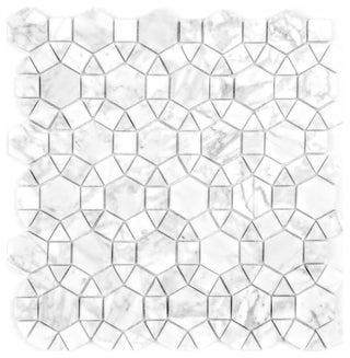 Marble 12"x12" Marble Ring Waterjet Mosaic Tile,Calacatta White, Piece