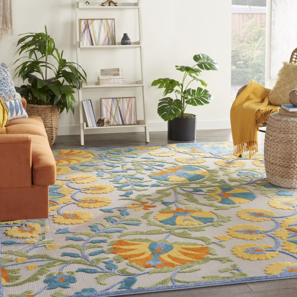 7 x 10' Multi Medallion Indoor Outdoor Area Rug