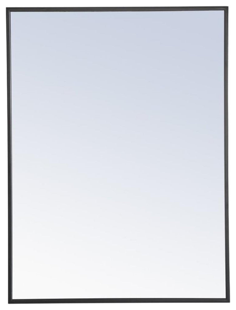 Elegant Decor Monet 32" x 24" Rectangle Metal Frame Mirror in Black