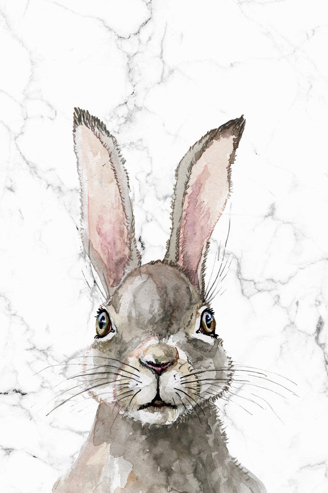 "Thinking Rabbit" Painting Print on Wrapped Canvas, 24"x36"