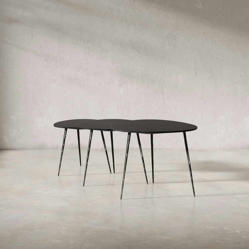 Reeves Contemporary Solid Acacia Wood Nesting End Tables (Set of 3) - Black
