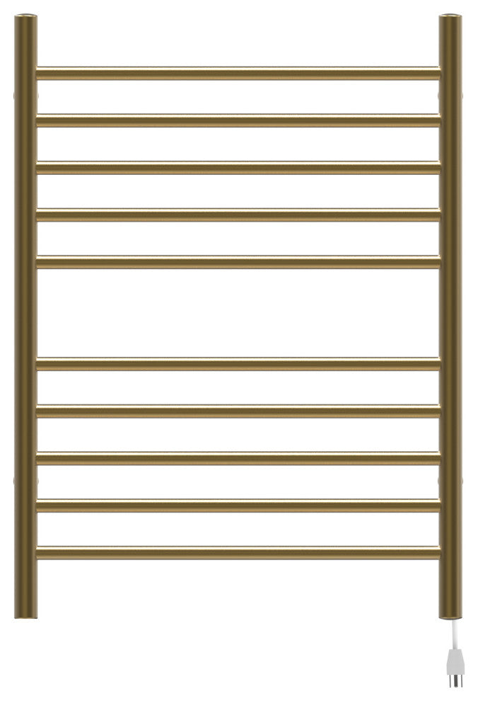 Radiant Hardwired/Plug-In Combo Towel Warmer, Satin Brass, Straight Bars