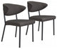 Set of Two Dark Gray Curved Dining Chairs