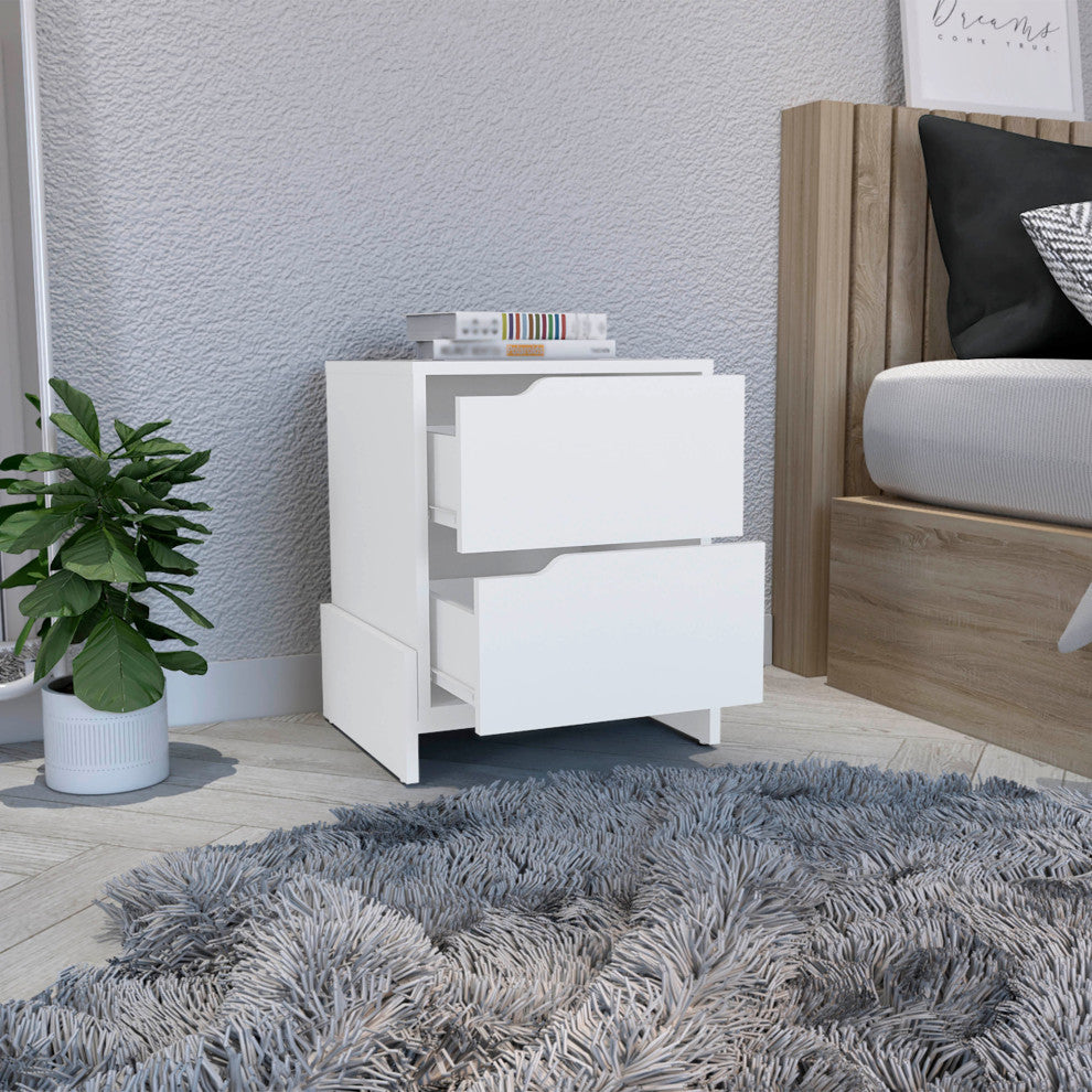 DEPOT E-SHOP Haines Nightstand with 2 Drawers and Legs