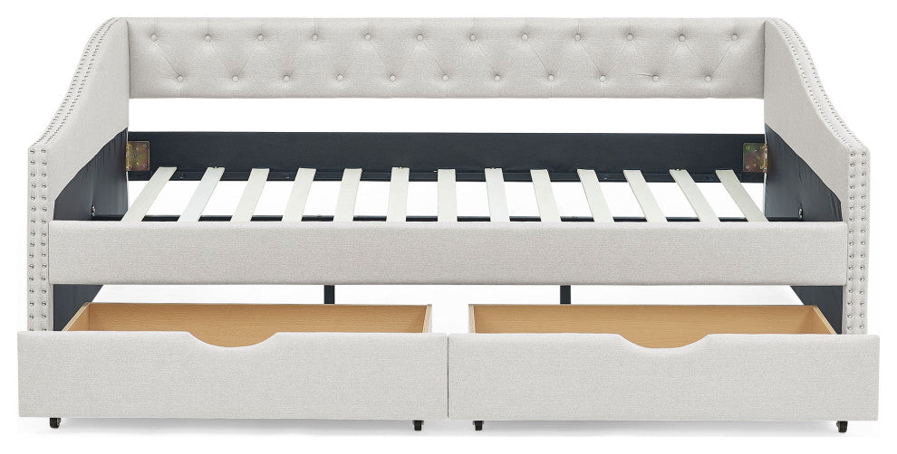 Gewnee Full Size Daybed With Drawers Upholstered Tufted Sofa Bed