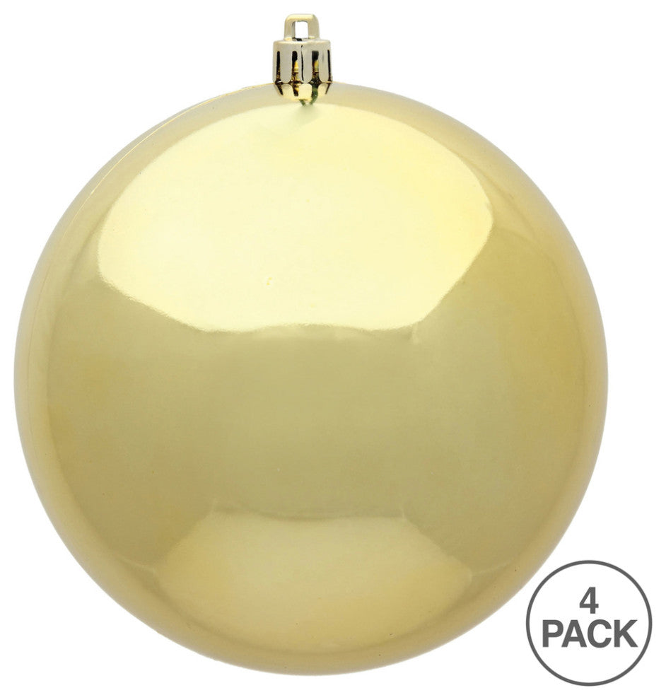 6" Gold Shiny Ball Uv Drilled 4/Bag