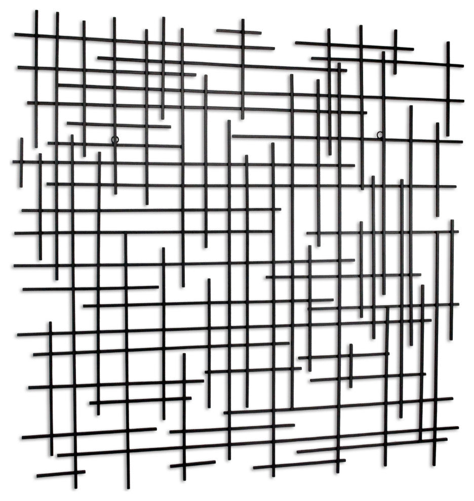 Iquara Large Black Square Metal Wall Art