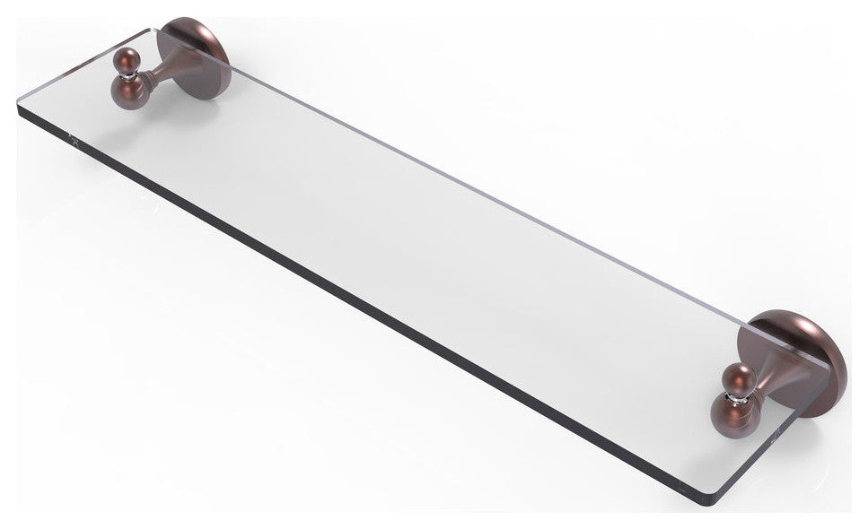 Shadwell 22" Glass Vanity Shelf with Beveled Edges, Antique Copper