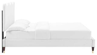Current Performance Velvet Queen Platform Bed, White