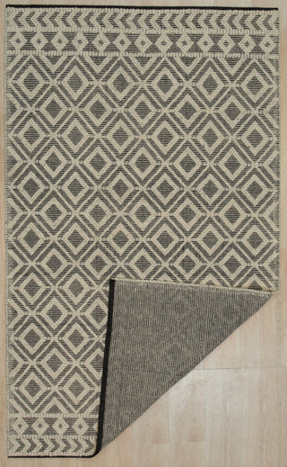 EORC Black Handwoven Wool Durrie Kilim Rug 5'x8'