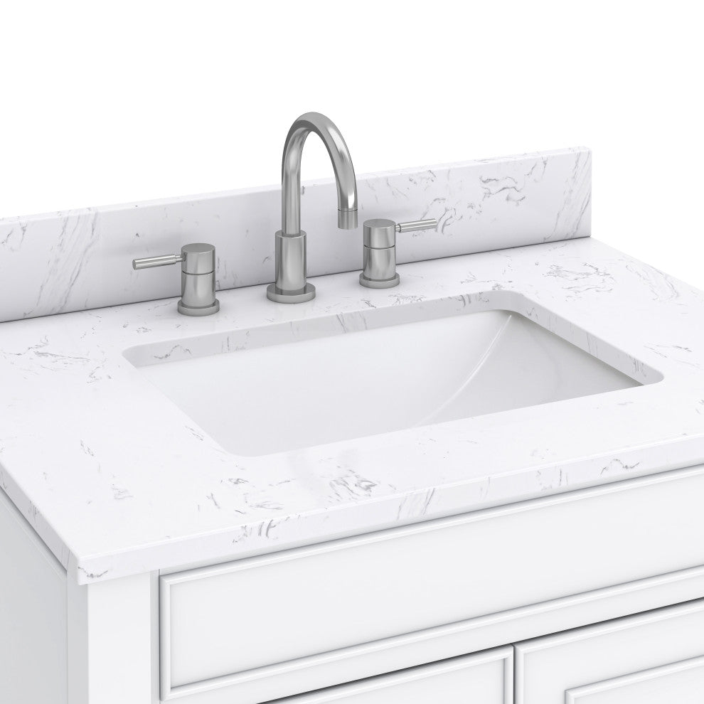 Avanity Bristol 30" Vanity Combo, White and Cala White Engineered Top