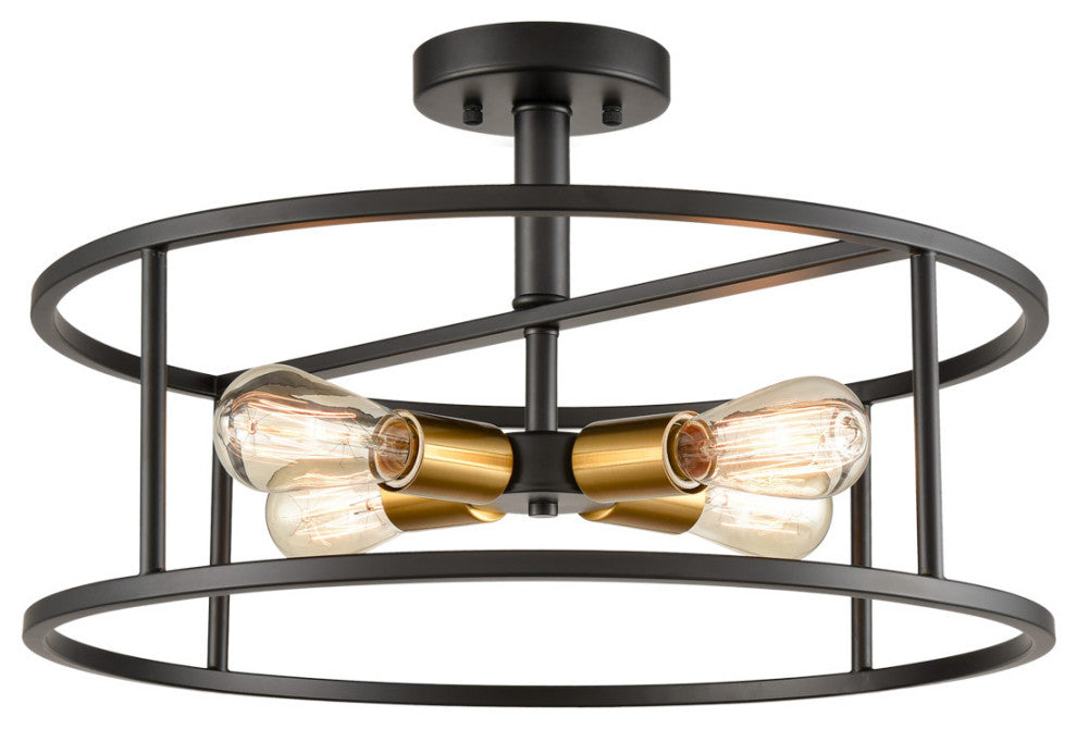 Industrial Metal Cage Drum Semi Flush Kitchen Ceiling Lights