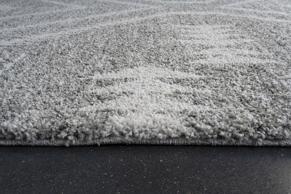 Granada Galen Gray and Ivory Olefin Shag Area Rug