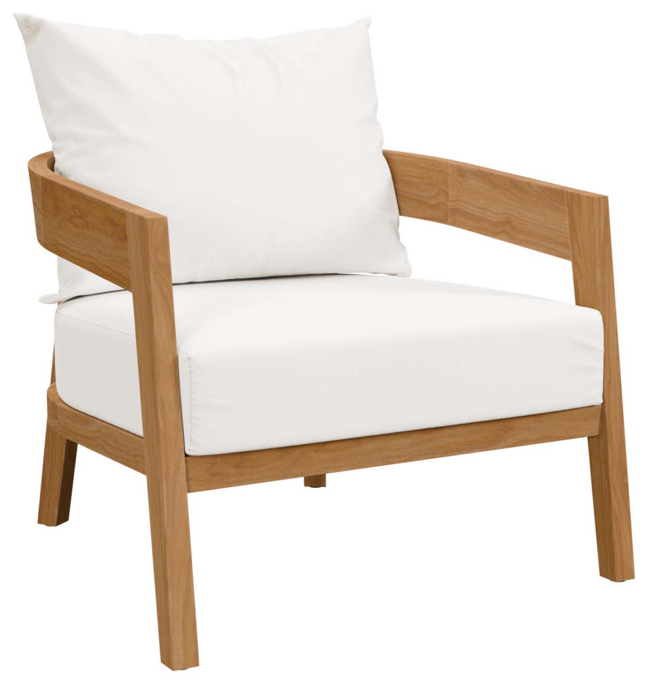 Brisbane 6-Piece Teak Wood Outdoor Patio Outdoor Patio Set, Natural White