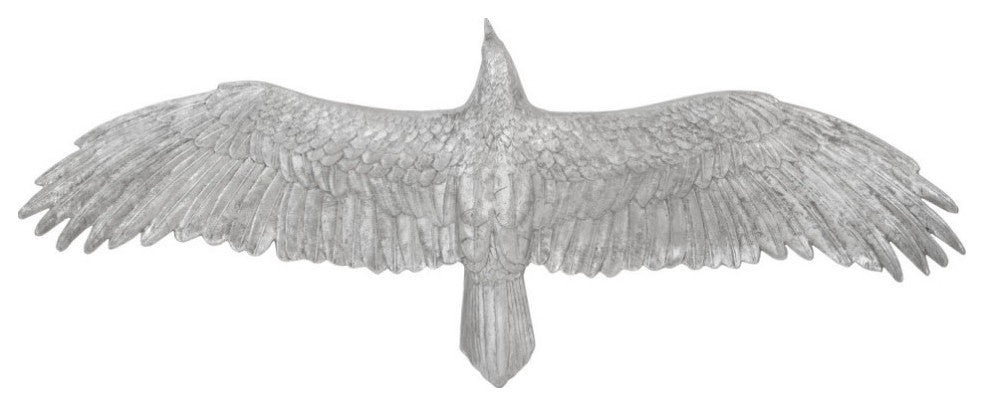 Soaring Eagle Wall Art, Resin, Silver Leaf, Large