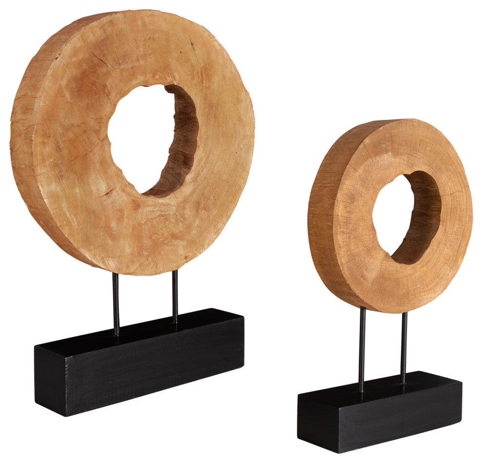 Uttermost Ashlea Coastal Mango Wood and Iron Sculptures in Black (Set of 2)