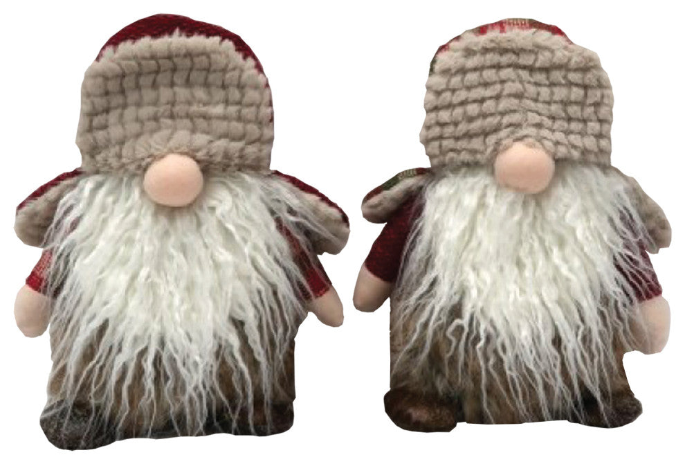 9" Old Plaid Gnomes, Set of 2