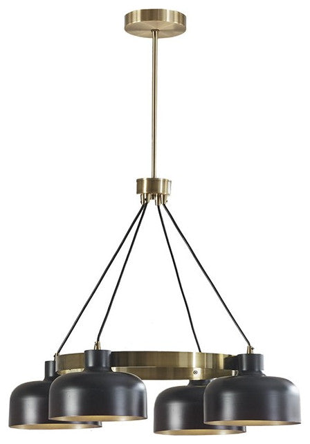 INK+IVY Abbott 4-Light Metal Shade Chandelier, Black/Gold