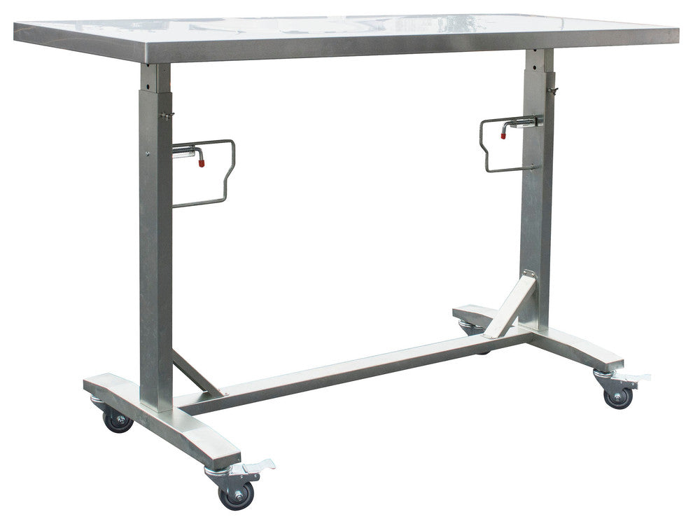 Stainless Steel Adjustable Height Work Table With Rolling Locking Casters