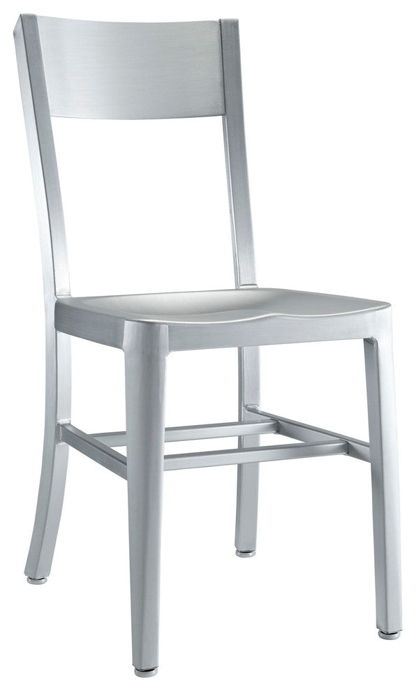 Modern Contemporary Kitchen Metal Dining Side Chair Silver, Outdoor and Indoor