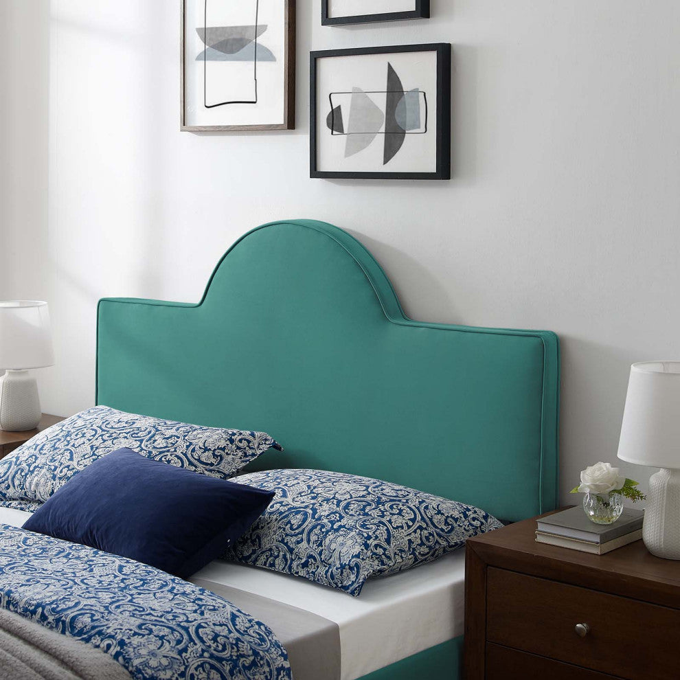 Headboard, King Size, Velvet, Teal Blue, Modern Contemporary, Bedroom Master
