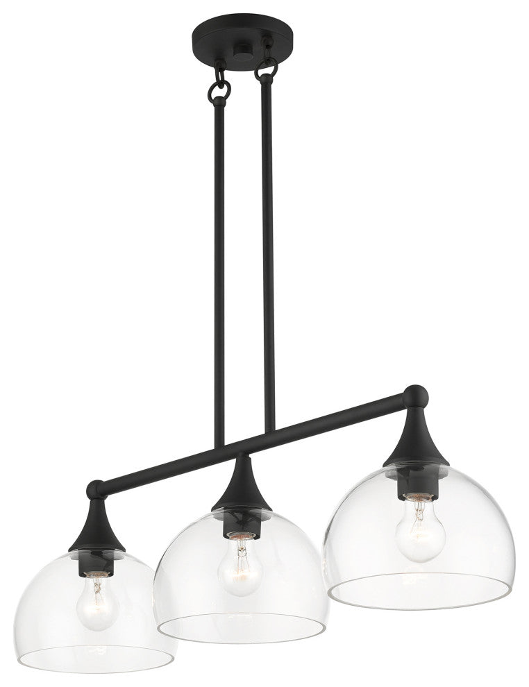 3 Light Black Linear Chandelier