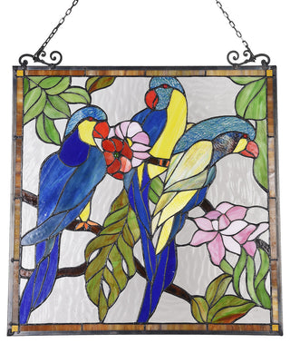 CHLOE-Lighting AVA Animal Tiffany-glass Window Panel 24" Tall