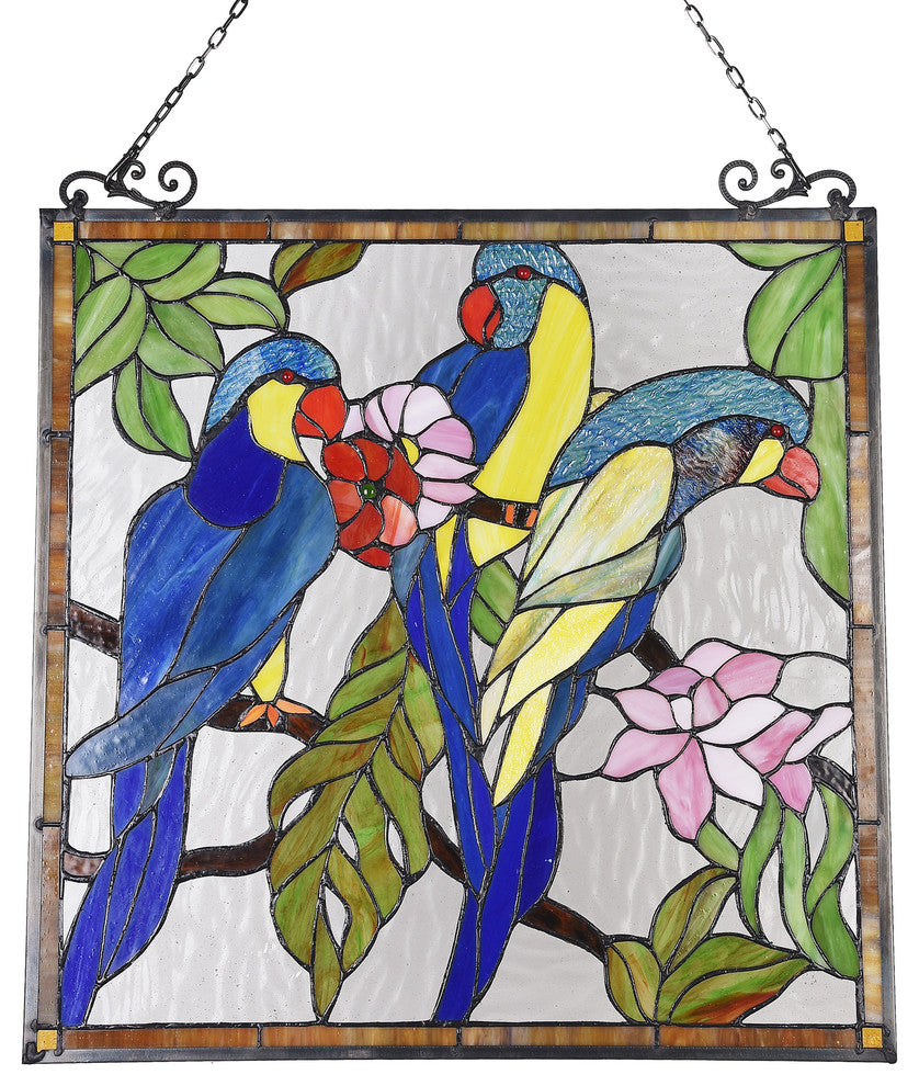 CHLOE-Lighting AVA Animal Tiffany-glass Window Panel 24" Tall