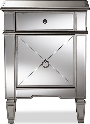 Claudia HollyWood Regency Glamour Style Mirrored Nightstand