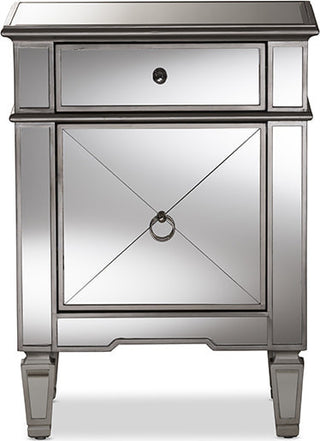 Claudia HollyWood Regency Glamour Style Mirrored Nightstand